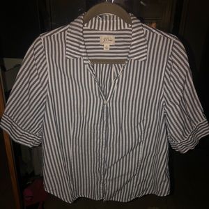 J.Crew Short-sleeve striped button down top - S
